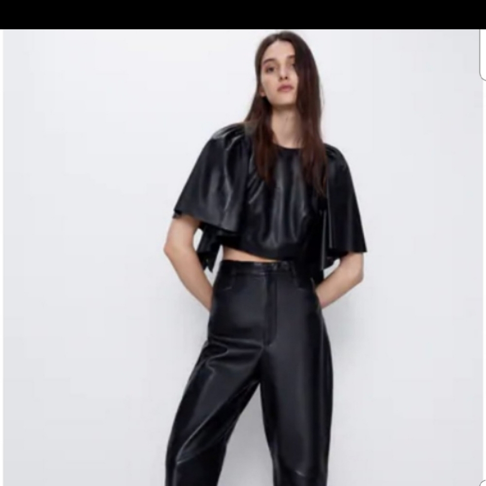 ZARA Leather Top and Pants Set